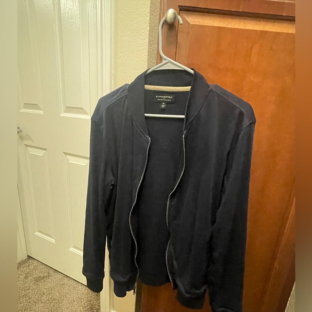 Navy Luxe Touch Bomber Jacket
